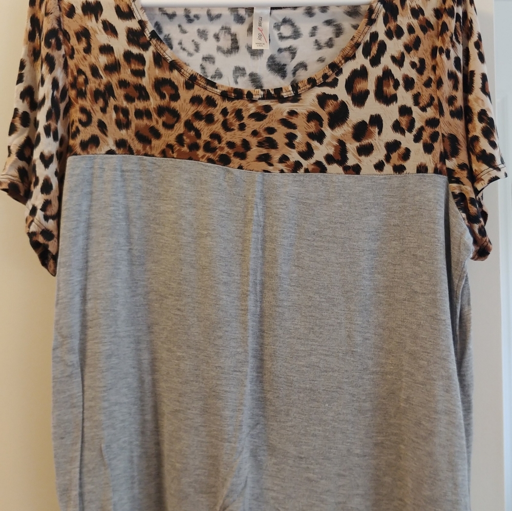 !Final ✂ BNWOT Leopard & Gray Colorblock T